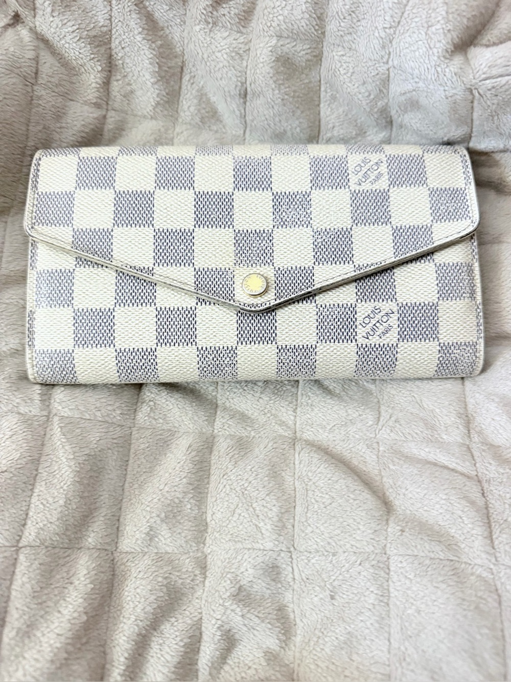 LOUIS VUITTON Damier Azur Envelope Long Wallet - Cream & Blue